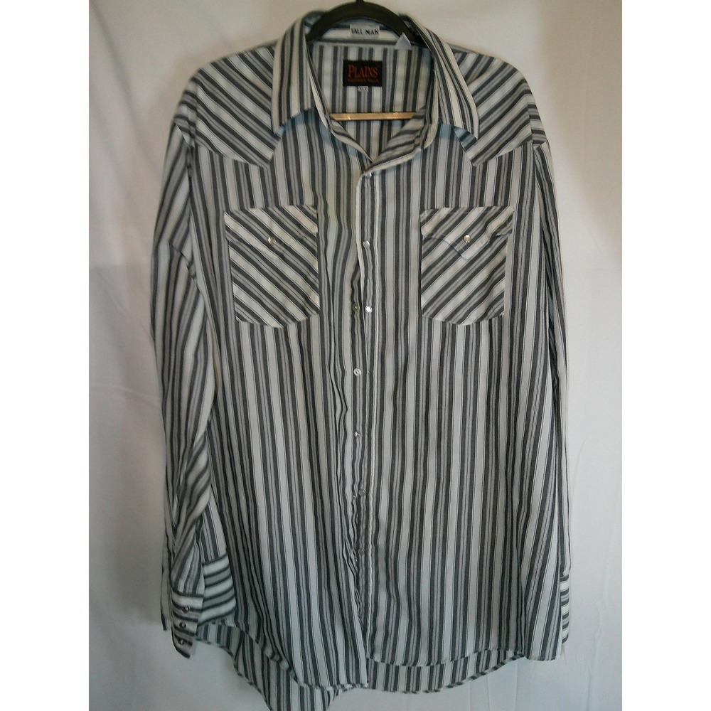 Plains Western Wear XLT Tall Man Striped Western‎ Shirt Cowboy